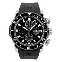 Edox CO-1 Chronograph Guminis dirželis Juodas ciferblatas Automatinis nardytojo laikrodis 01128-3NRCA-NN 500M Vyriškas laikrodis juoda