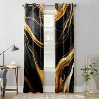 Marmuro Auksinės Tekstūros Juodos Modernios Langų Užuolaidos Svetainei Miegamajam Užuolaida Virtuvei Langinės Užuolaidos 135W x 60H(cm) x1