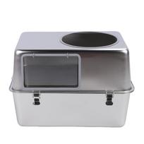 Enclosed Metal Cat Litter Box with Lid Scoop Prevent Splashing Stainless Steel Top Entry Cat Toilet For Multiple Cats