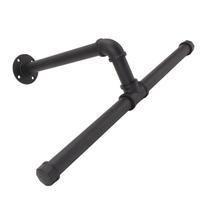 Wall Mount Clothes Rack Floating Iron Pipe Coat Hat Rack Multifunctional Clothing Hanger Black
