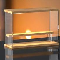 Toy Acrylic Display Shelf Clear Storage Box Thickened for Hand Made Doll with Sliding Door 2 Layer