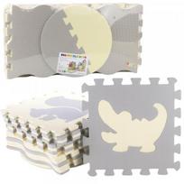 LEAN Toys Soft Puzzle Educational Mat Playpen EVA Foam Beige Gray 25 pcs.