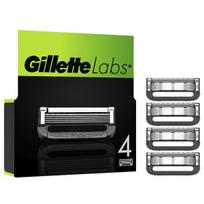 Gillette Labs skutimosi peiliukai, 4 atsarginiai peiliukai Gillette Labs drėgnam skutimuisi vyrams su valymo elementu ir šildomu skustuvu.
