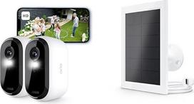 "Arlo Essential 2" HD akumuliatorinė stebėjimo kamera Lauko "WiFi" + saulės baterija, belaidė, 1080p vaizdo įrašas, spalvotas naktinis matymas, šviesa, judesio jutiklis, sirena, dvipusis garsas, išmanusis namas, saugus bandomasis laikotarpis, rinkinys