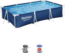 "Bestway Steel Pro" 3,00 m x 2,01 m x 66 cm stačiakampio formos baseino rinkinys, mėlynas