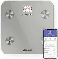 "Rowenta Goodvibes Life BR9600" išmaniosios asmeninės svarstyklės su kūno riebalų matuokliu ir KMI, didelis LED ekranas, stiklinė platforma, iki 160 kg talpa