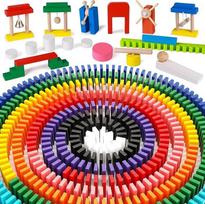 "Toyssa Domino" žaidimas 1000 vienetų domino medinių spalvingų domino medinių žaislų dovanų vaikams nuo 3 4 5 5 6 7 metų Klasikinis pastato įdomus domino lenktynių žaidimas Montessori mokymosi žaislas su laikymo maišeliu