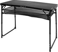 AKTIVE 63089 sulankstomas stalas, juodas, 120 x 60 x 60/70 cm, reguliuojamas aukštis, neslystantis kamštis, 30 kg keliamoji galia, nešiojimo rankena, su nuimamu papildomu tinkleliu, stovyklavimo stalai, paplūdimys, sodas