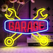 Garažo neoninis ženklas Spalvingas LED neoninis ženklas Sienos dirbtuvių neoninis ženklas USB variklio patikrinimo LED ženklas Žmogus urvas Automobilių kambarys Garažas Remontas Parduotuvė Dovanos tėvui Vyrui Draugai