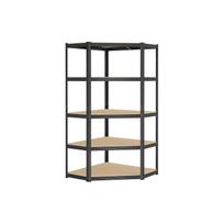 Kampinė lentyna | Apkrova iki 875 kg | 90 x 90 x 180 cm | Juoda