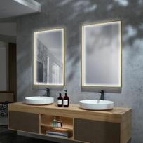 LEDIMEX ABILITY veidrodis su LED perimetro apšvietimu braižyto aukso spalvos rėmu 100x80cm