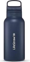 "LifeStraw Go Series" - izoliuotas nerūdijančio plieno vandens butelis su 1 litro vandens filtru kelionėms ir kasdienai - pašalina bakterijas, parazitus, mikroplastiką ir pagerina skonį, Egėjo jūra (mėlynas)
