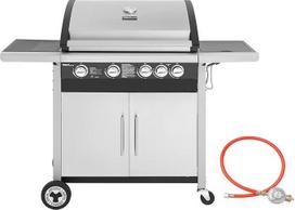 "Royal Gourmet" 4+1 degiklių dujinės kepsninės vežimėlis su apatine spintele, nerūdijančio plieno 14,5 kW degikliai su automatiniu uždegimu, stovyklavimo kepsninė su šoniniu degikliu, sidabrinė