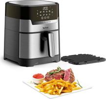"Tefal Easy Fry & Grill" karšto oro keptuvė, "2-in-1" technologijos oro keptuvė ir grilis, skaitmeninis ekranas, 4,6 litro talpa 6 porcijoms, 8 kepimo programos, energijos taupymas, be aliejaus, nerūdijantis plienas, XL talpa, EY505D