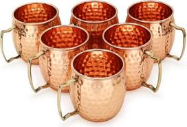 "Zap Impex Moscow Mule" variniai puodeliai - 6 puodeliai - 100 % rankų darbo gryno kieto maistinio vario puodeliai - 16oz Premium kokteilių varinis stiklas