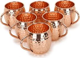 "Zap Impex Moscow Mule" variniai puodeliai - 6 puodeliai - 100 % rankų darbo maisto klasės gryno kietojo vario statinės taurės - 16oz Premium kokteilių kokteilių varinis stiklas