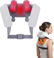 Belaidis elektrinis kaklo masažuoklis su šiluma, reguliuojamu atstumu, Shiatsu masažu, 3D giliu audinių minkymu, įkraunamas ir keliais modeliais skausmui malšinti, ideali dovana