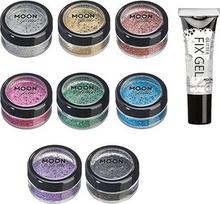 Holografiniai blizgučiai "Shaker of Moon Glitter" - 100 % kosmetikai veidui, kūnui, plaukams, nagams ir lūpoms - 5GR - 8 spalvų rinkinys