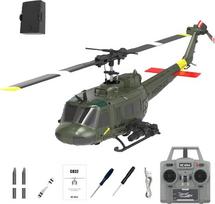 RC ERA C032 UH-1 Huey sraigtasparnis - nuotoliniu būdu valdomas sraigtasparnis suaugusiesiems, 1/48 Sacle 2.4G 6CH giroskopu stabilizuotas orlaivis su aukščio palaikymu ir optiniu srautu, 3D triukų dronas (žalias)