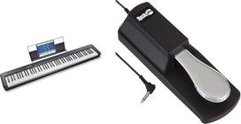"Casio CDP-S110BK" skaitmeninis pianinas su 88 pasvertais klavišais, juodos spalvos ir "Rockjam" palaikymo pedalu, skirtu skaitmeniniams pianinams ir elektroninėms klaviatūroms su poliariškumo jungikliu