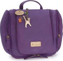 "Catwalk Collection" rankinės - Didelė odinė moteriška tualeto reikmenų rankinė - pakabinama tualeto reikmenų rankinė - kosmetinė su daugybe skyrių - Maisie - Purple/Purple