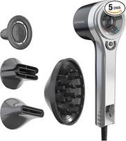 "Genius Invictus" plaukų džiovintuvas "D7 Ion Hair Dryer", 5 dalių, kelioninis plaukų džiovintuvas su 1 difuzoriumi, 3 skirtingais antgaliais, 5 temperatūros ir 3 greičio lygiais, 1600 W plaukų džiovintuvas greitam džiovinimui