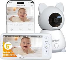 "ieGeek" 2K kūdikių monitorius su kamera ir naktinio matymo funkcija, 5 colių "WiFi" vaizdo monitorius, vidinio ryšio funkcija, šauksmo / judesio aptikimas, temperatūros aptikimas, PTZ, mobilioji programėlė