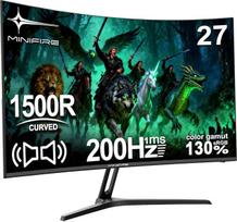 "Minifire" 27 colių išlenktas žaidimų monitorius -200 Hz, 1 ms atsako laikas, VA skydelis su 130 % sRGB, įmontuotas garsiakalbis, 1920 x 1080 Full HD, adaptyvioji sinchronizacija, skirtas PS5/PC žaidimams, su HDMI kabeliu (MFG27C1)