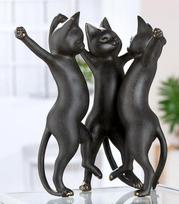 GILDE Gatto dervos figūrėlė Juoda metalinė išvaizda Katė Aukštis 30,5 cm Plotis 26 cm Gylis 21 cm Dekoratyvinė skulptūra Namų aksesuaras Dovana