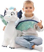 NICI pliušinis žaislas drakonas Zafura 50 cm - baltas - minkštas pliušas su blizgučiais, minkštas pliušinis žaislas vaikams ir suaugusiesiems - 62433