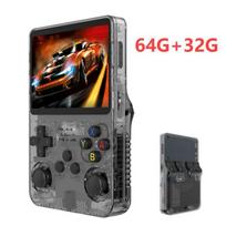 Žaidimų konsolė R36S Nostalgic Handheld Game Machine Atviro kodo Linux 3,5 colio IPS ekrano mini žaidimų konsolė 3D dviguba sistema vaikams ir suaugusiems, Pilka 64G