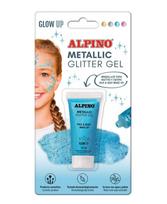 Veido grimo gelis ALPINO Metallic, mėlynas, su blizgučiais, 14 ml
