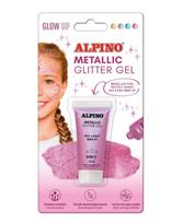 Veido grimo gelis ALPINO Metallic, rožinis, su blizgučiais, 14 ml