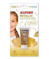 Veido grimo gelis ALPINO Glitter, auksinis, su blizgučiais, 14 ml
