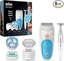 "Braun Silk-épil 5" moteriškas epiliatorius plaukeliams šalinti / plaukų šalinimo aparatas, įskaitant bikinio kirptuvą (intymios zonos plaukų kirptuvą), kūno kirptuvą ir masažuoklį, 5-815, baltas/mėlynas