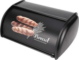 "Oumefar Bread Bin" nerūdijančio plieno duonos konteineris Didelės talpos duonos laikymo dėžutė Tortas dėžutė su ritininiu dangčiu pagrindinei virtuvės šaliai kepyklos restoranui (juoda)