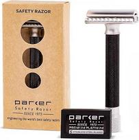 "Parker Safety Razor Variant" reguliuojamas dvipusis skustuvas ir 5 aukščiausios kokybės peiliukai - (metalinis) grafitinis