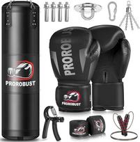"Prorobust Punch Bag", 120 cm Oksfordo audinio sunkus smūgių maišas su 12 oz pirštinėmis, skirtas MMA kikbokso boksui, karatė, namų sporto salės mokymui (neužpildytas)