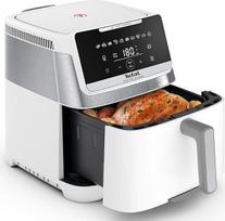 "Tefal" EY8421 "Easy Fry Silence" 7 l tylioji oro keptuvė, lengvai valoma ir laikoma, iki 8 žmonių, nuimamas priekis, 10 automatinių programų, nuo 40° iki 220 °C, balta