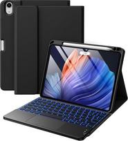 "Vobafe" dėklas su klaviatūra "iPad Air" 11 colių (2025 M3/2024 M2), "iPad Air 5 4 2022/2020" 10,9 colių, "Mutil-Touch Trackpad", 7 spalvų apšviečiamas nuimamas apsauginis dėklas su klaviatūra ir rašiklio laikikliu, juodas