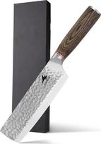 16,2 cm japoniškas kaltinis Nakiri peilis, japoniškas virėjo peilis, pagamintas iš nerūdijančio plieno, turtingo anglies dvideginiu, su patogia Pakka medine rankena, skirtas buičiai ir virtuvei