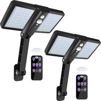 2 pakuotės saulės šviesos lauke, 128 LED itin ryški lempa, belaidis vandeniui atsparus saulės potvynio žibintas, saugos judesio jutiklis Luces Solares, skirtas terasai, tvorai, kiemui, lauko durims, latakui