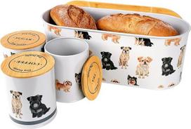 4-teiliges Küchen-Aufbewahrungs-Set für Tee, Kaffee, Zucker, Dosen, Brotkasten, Kekse, luftdichte Bambusdeckel, Neuheit, Weihnachten, Geburtstag, Jahrestag (MT-DOG-BCS)