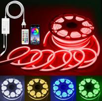 ALITOVE 25 m RGB neoninė juosta 230 V LED lauko juostelė su programėle / nuotoliniu valdymu IP65 Vandeniui atsparus lankstus šviesos vamzdis Muzikos sinchronizavimas namų žaidimų kambariui vidaus ir lauko apdailai