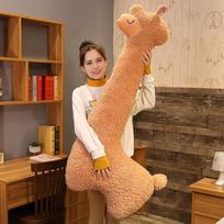 Alpakos pliušinis žaislas, lamos pagalvė, pagalvė šoniniam miegui, didelis pliušinis žaislas, dovana vaikams ir mamai (ruda, 130 cm)