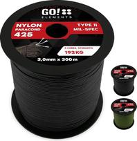 GO!elements Paracord virvė iš plyšimams atsparaus nailono, 3 mm paracord 425 II tipo, maks. 192 kg, virvės kaip lauko virvė, universali virvė, išgyvenimo virvė, apyrankė, šuns pavadėlis, nailono virvė