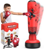 IMAYCC Punch Bag vaikams, vaikų bokso rinkinys su bokso pirštinėmis, 142 cm pripučiamas bokso maišas, dovana 3-9 metų berniukams ir mergaitėms karatė ir taekvondo treniruotėms
