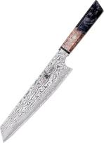 MITSUMOTO SAKARI 22 cm japoniškas peilis, AUS-10 Damasko plieno virtuvinis peilis, profesionalus rankomis kaltas Kiritsuke virėjo peilis (šešėlių medžio granatų rankena ir išskirtinė medinė dėžutė)