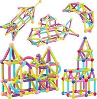 PicassoTiles PTX100 Magnetinių statybinių kaladėlių rinkinys su laikymo dėžute Spalvingi STEM žaisliniai blokai Bar Balls & Rods Montessori edukaciniai žaislai visiems amžiaus grupėms Dėlionių žaislas berniukams ir mergaitėms 100