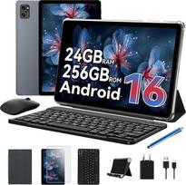 T20 "Android 16" planšetinis kompiuteris su klaviatūra - 24GB RAM + 256GB ROM (2TB TF), aštuonių branduolių, "Gemini AI", "Widevine L1", 10 colių planšetinis kompiuteris, 5000 mAh, 8 MP + 5 MP, veido atpažinimo funkcija, GPS (4J garantija)